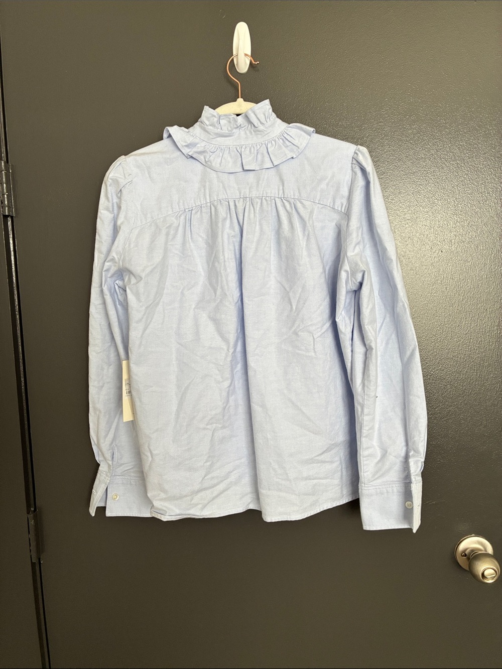 NWT Citizens of Humanity Calista tie-detailed ruffled cotton-poplin shirt Sz M - Picture 7 of 9